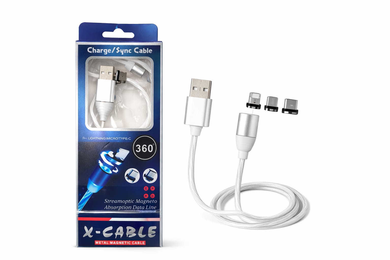 Magnetisches USB Multi-Ladekabel 360° (3-in-1)